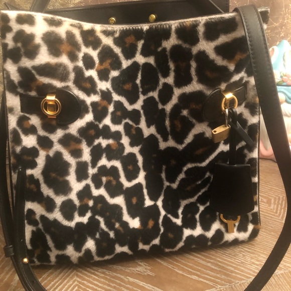 Authentic Leopard Tory Burch Lee Radziwill Double Bag. Pony Hair Italian suede - Picture 3 of 9